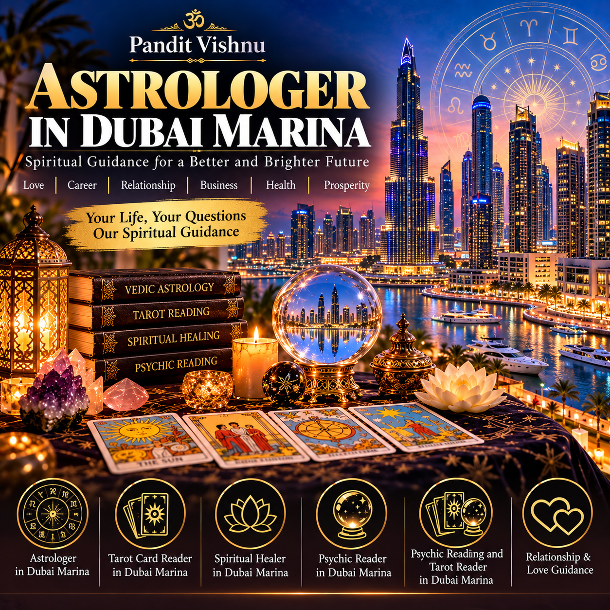 Horoscope Reading in Dubai Marina can provide an opportunity to discuss questions related to career, marriage, relationships, finances, family, education, and personal goals. Pandit Vishnu can tailor the consultation according to the specific questions raised by each client. A horoscope reading should be viewed as a traditional interpretive practice rather than a guaranteed prediction of future events. Clients can use the information as one perspective while continuing to rely on their own judgment and practical planning. The consultation can be especially useful for individuals who have several questions and want to discuss them in an organized manner. By understanding the client's concerns first, the session can focus on the areas that are most relevant to their current circumstances. Pandit Vishnu aims to create a respectful consultation experience where clients can ask questions openly and receive explanations in an accessible manner. This approach makes traditional astrology suitable for people with different levels of familiarity with Vedic astrological concepts.